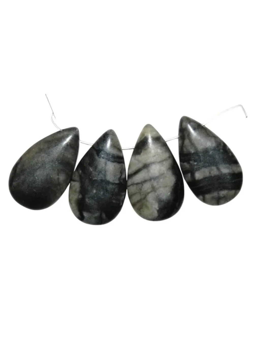 NG2137 Picasso Marble 31mm 4-Piece Teardrop Top-Drilled Gemstone Pendant Beads